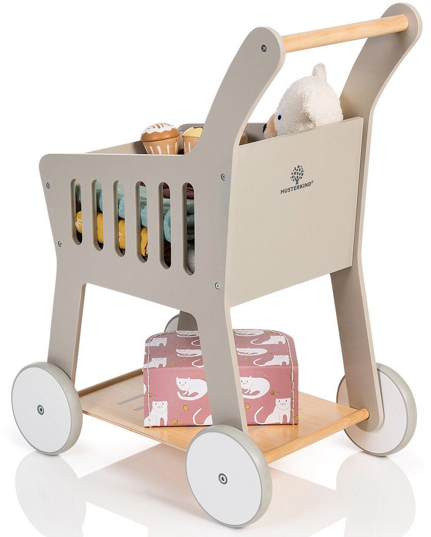 MUSTERKIND® Spiel-Einkaufswagen Rubus, warmgrau/natur
