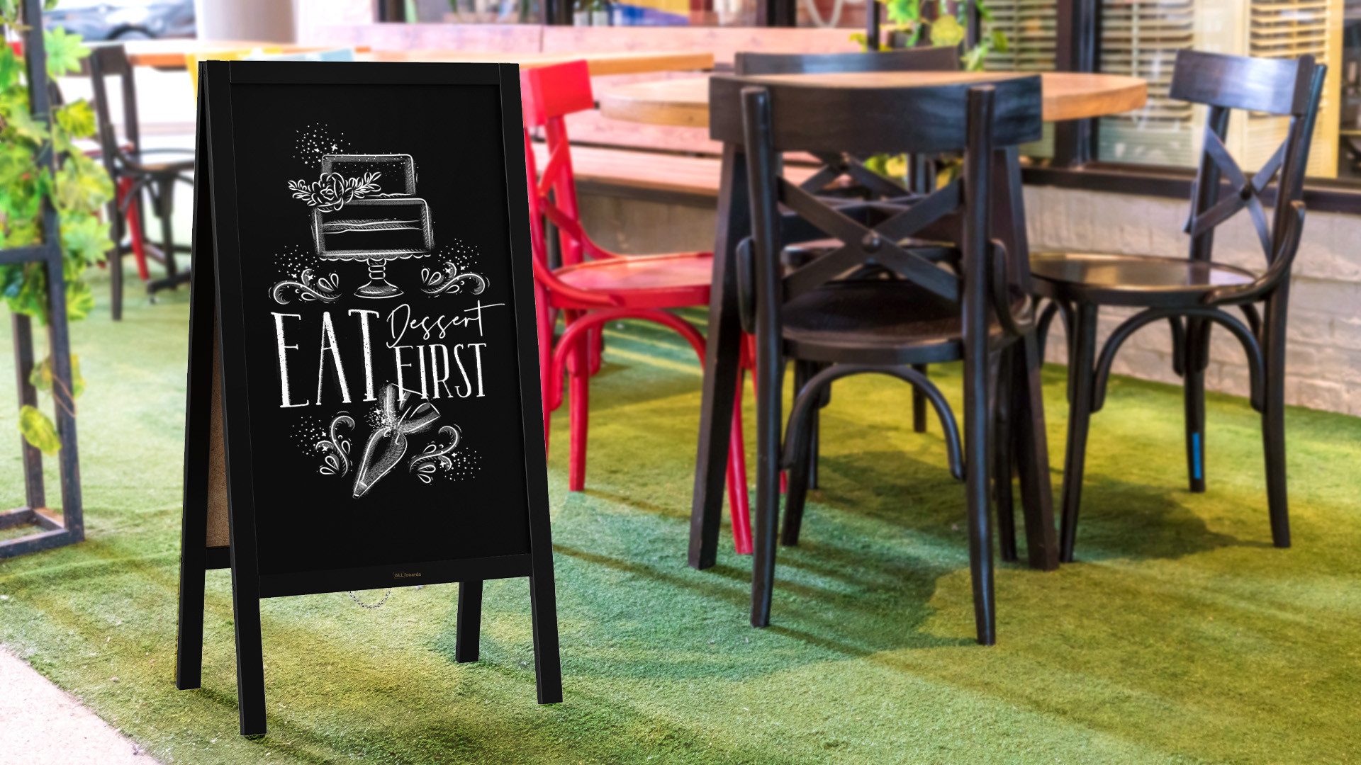 ALLboards Standtafel ALLboards Kundenstopper mit lackiertem Holzrahmen Werbetafel – Bild 5 von 5
