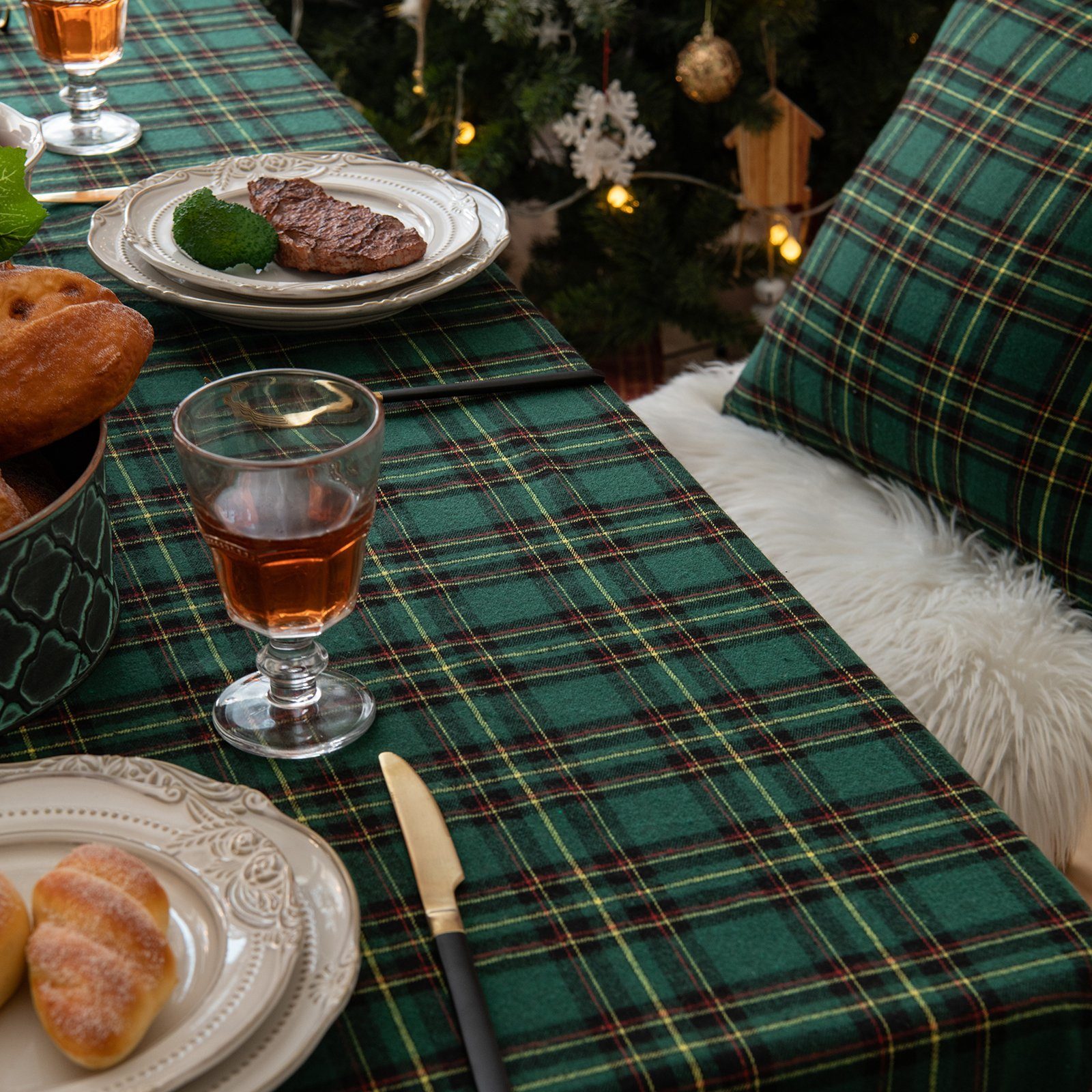 Grün Partydekoration Tischdecke Tischläufer Karierte Tischdecke Qelus Weihnachten
