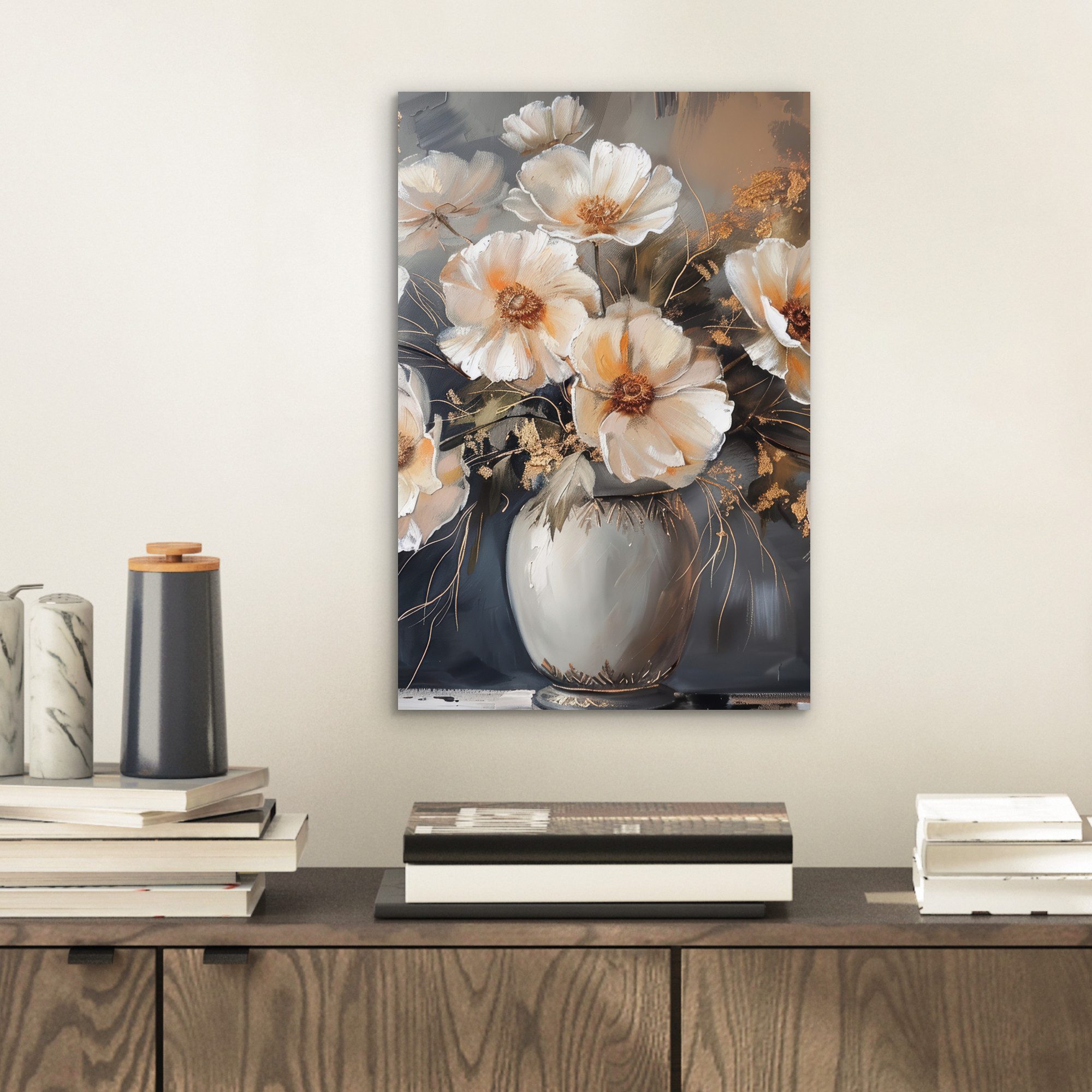 MuchoWow Metallbild Blumen - Weiß - günstig online kaufen