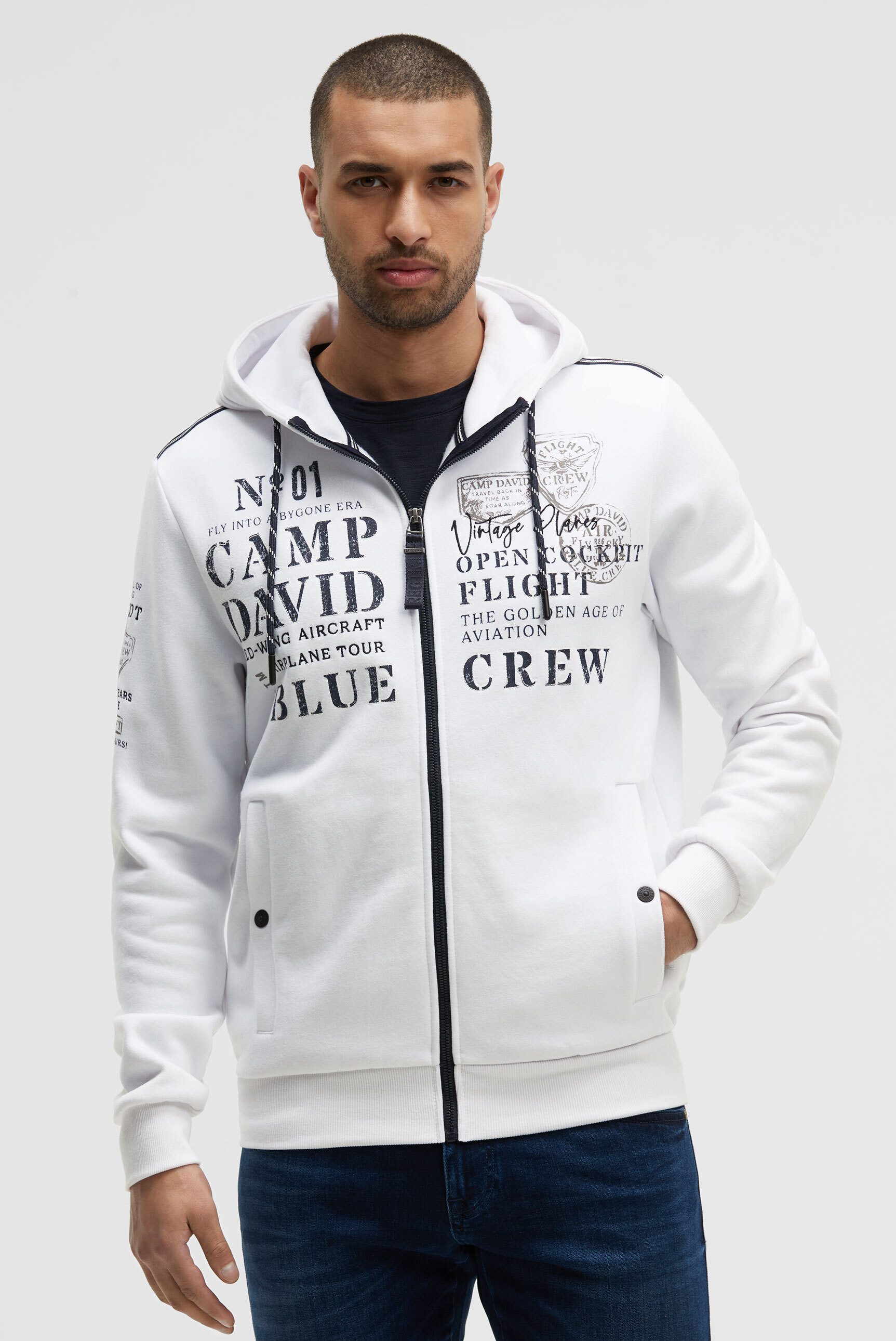 CAMP DAVID Kapuzensweatjacke Eingrifftaschen mit Druckknopfverschluss