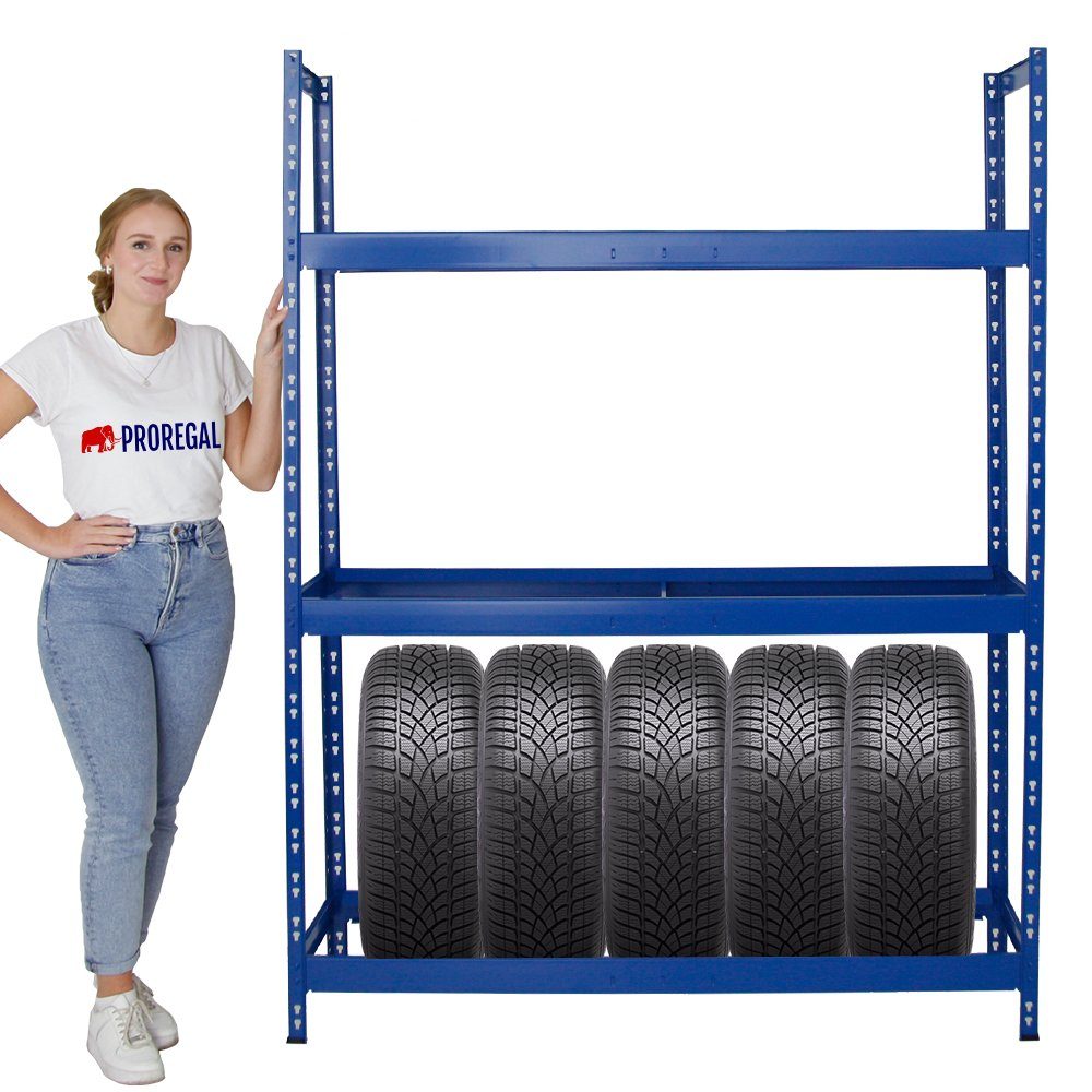 PROREGAL® Schwerlastregal 18-21 Fachlast, 300kg Reifenregal Tiger zu XL Reifen Blau bis