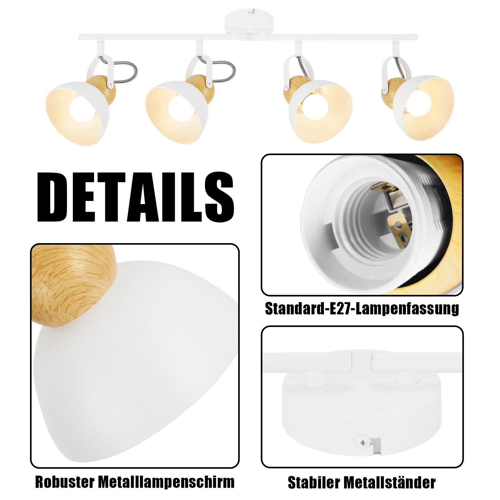ZMH Deckenstrahler 2/3/4 Flammig 350° Schwenkbar günstig online kaufen