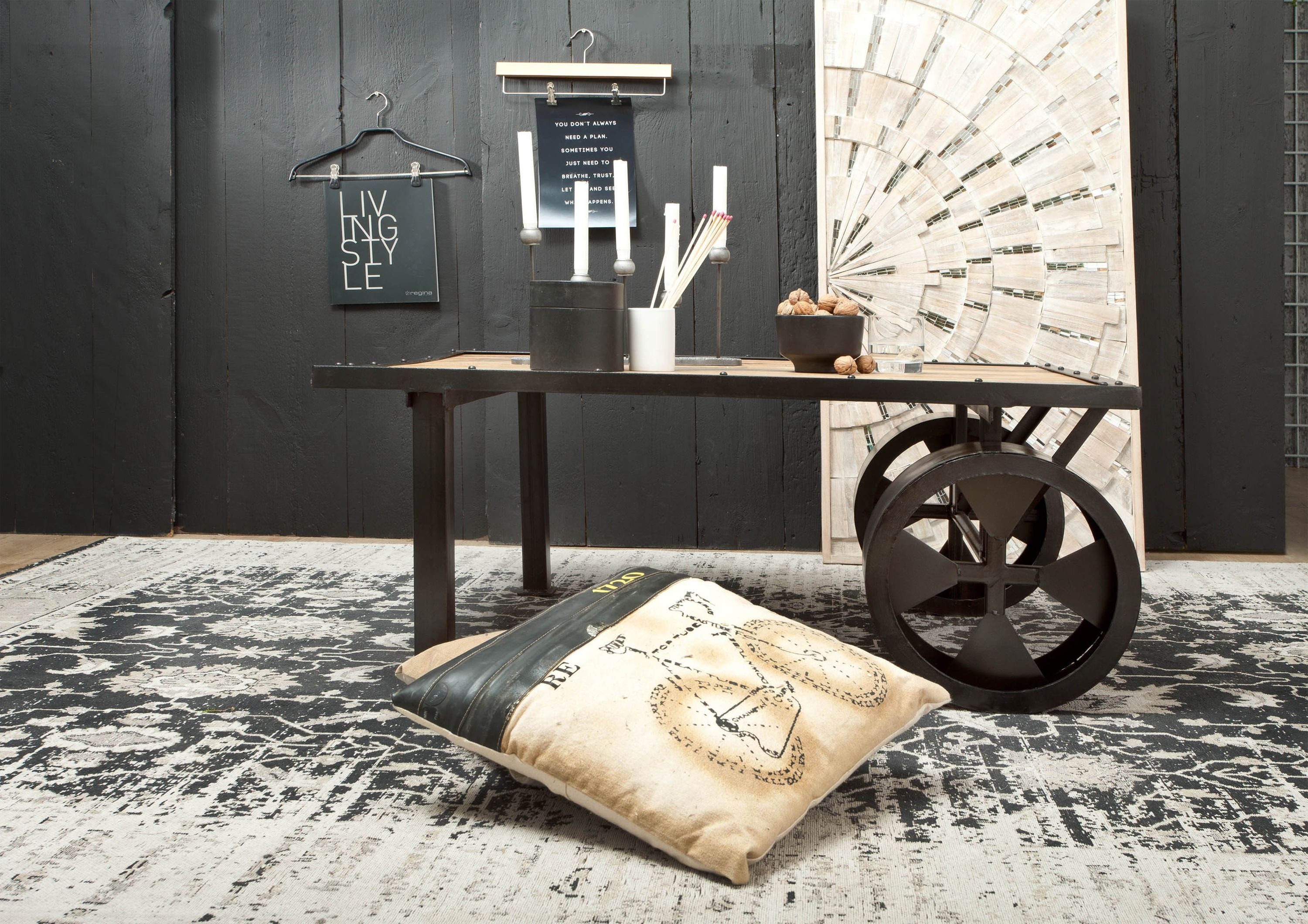 Massivmoebel24 Couchtisch RAILWAY (Massivholz, Massivholztisch), Couchtisch Mango 110x80x45 natur lackiert RAILWAY #133