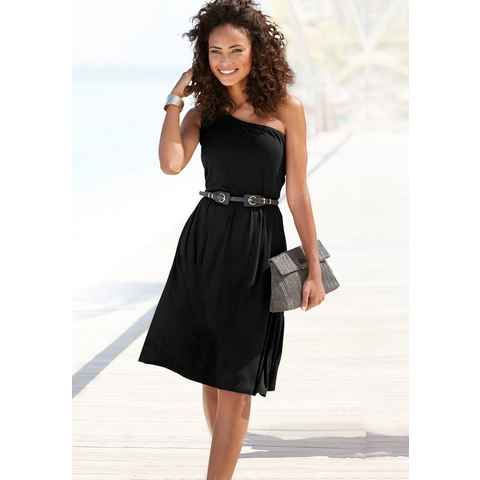 LASCANA One-Shoulder-Kleid, luftiges Sommerkleid, Strandkleid, asymmetrisch