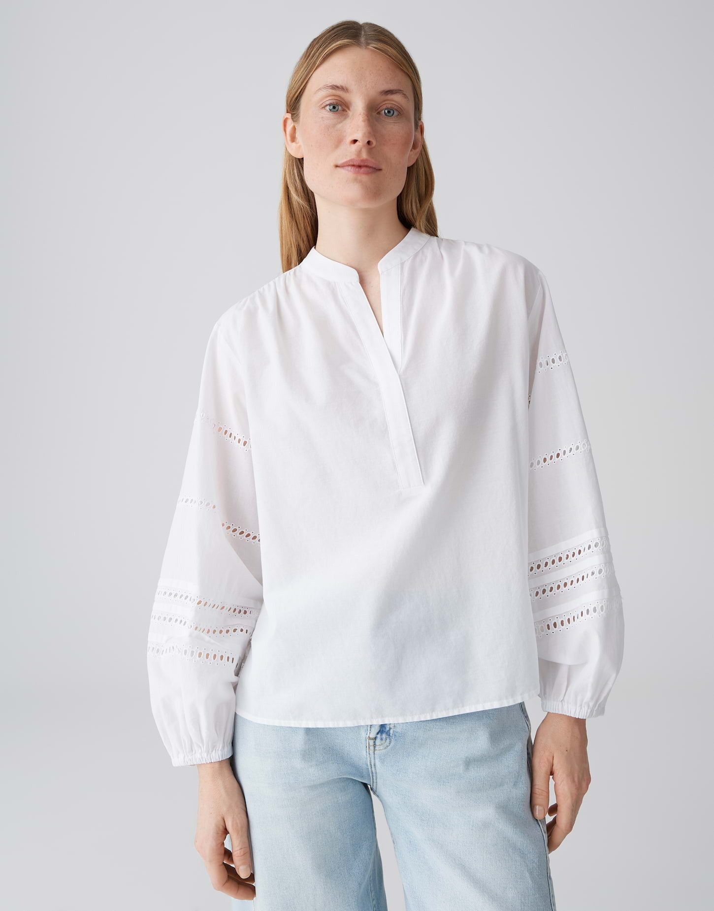 OPUS Langarmbluse Tunikabluse mit femininer Lochstickerei Loose Fit günstig online kaufen