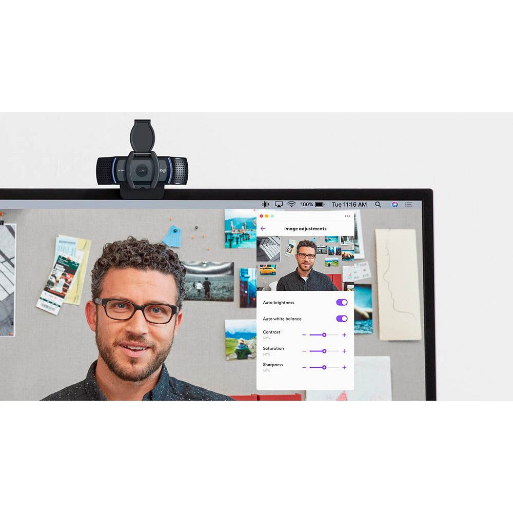 Logitech C920e für Videokonferenzen, Mikrofon, USB, Business Full HD-Webcam (Full HD (1080p), Autofokus, Abdeckblende für Privatsphäre)