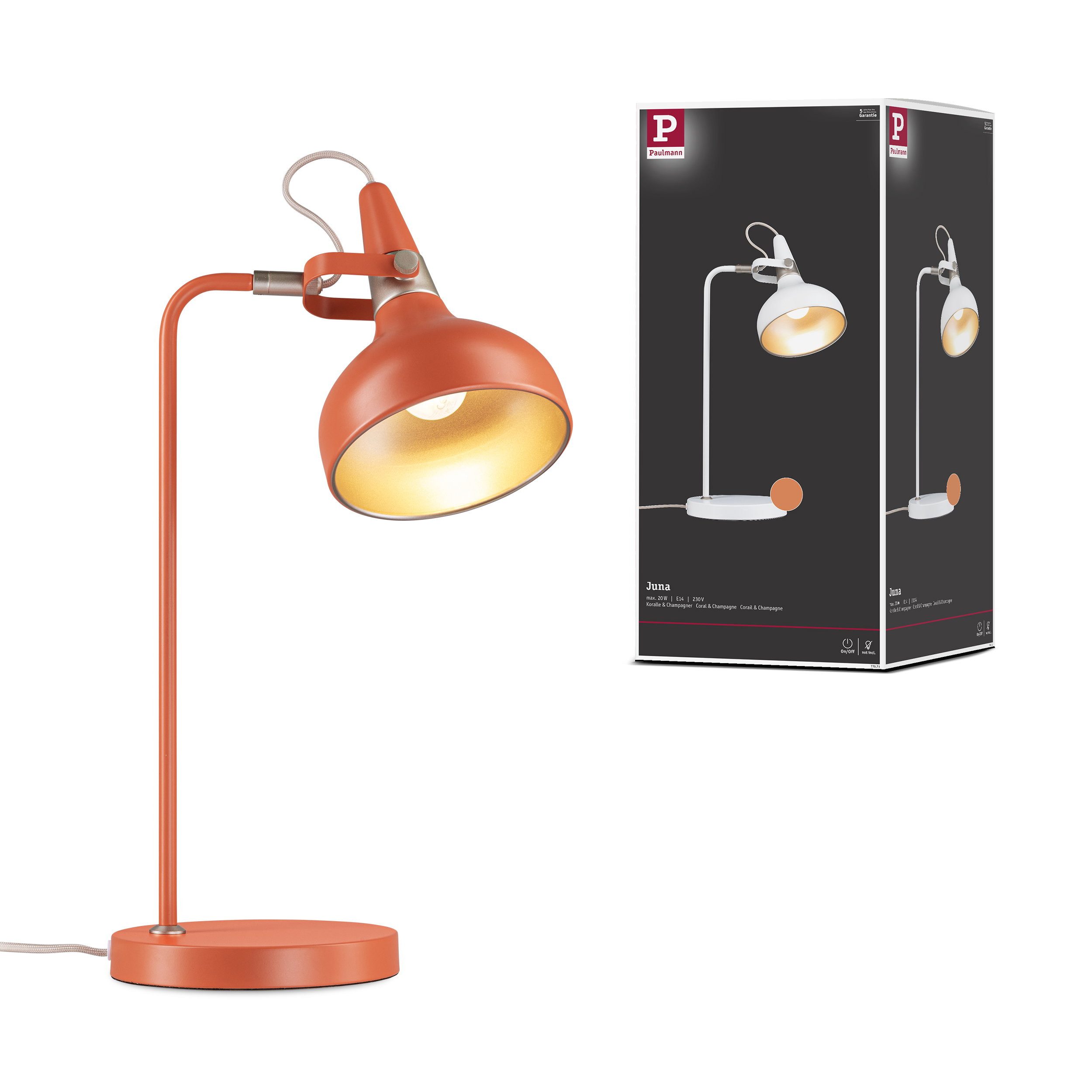 Paulmann Tischleuchte Tischleuchte Juna Style E14 max. 20W Peach Metall