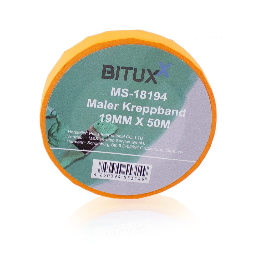 Bituxx Kreppband 19mm breit 50m pro Rolle (Sparset, 6-St., MS-18409)