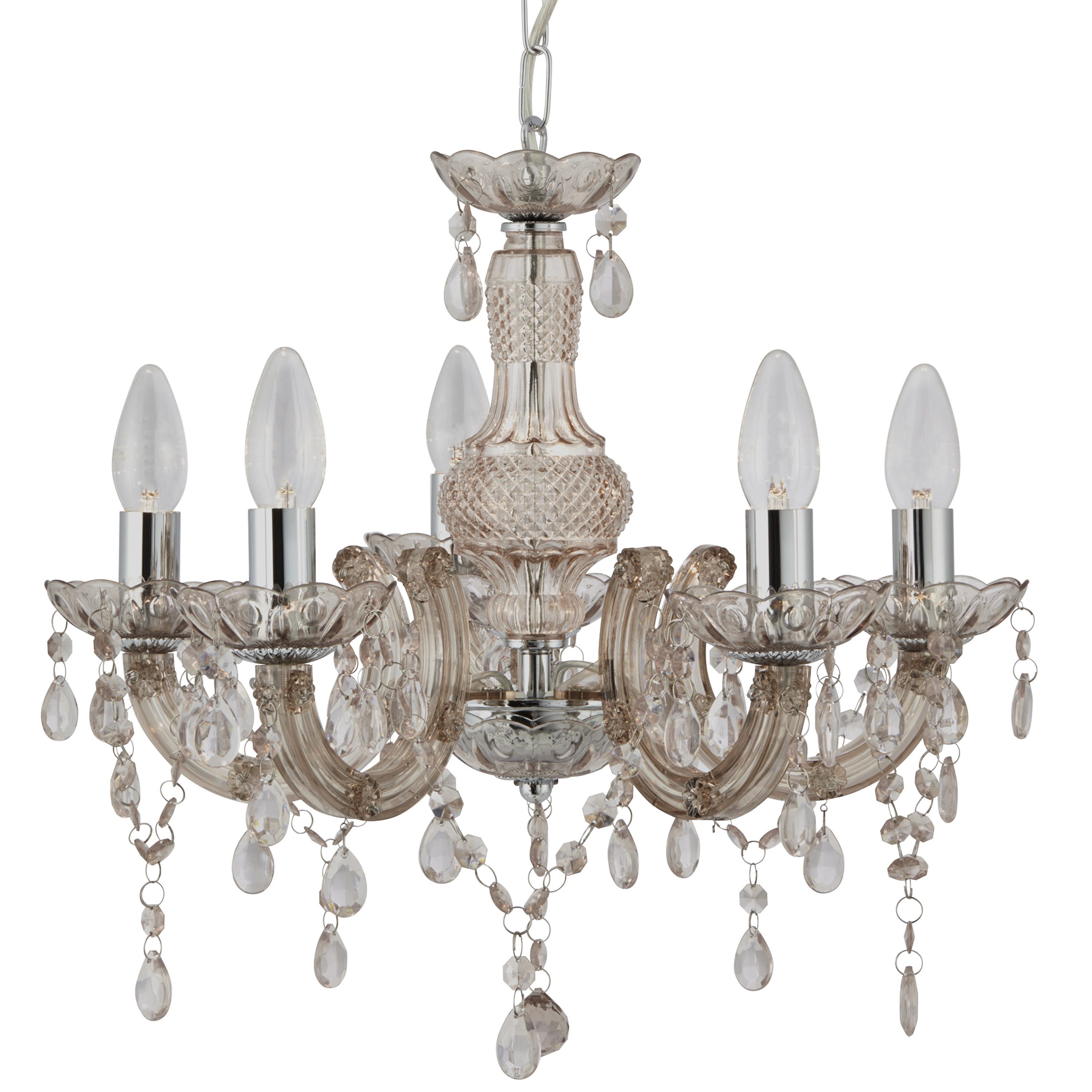 Searchlight Pendelleuchte Marie Therese 5Lt Leuchte - Glas & Acryl, ohne Leuchtmittel