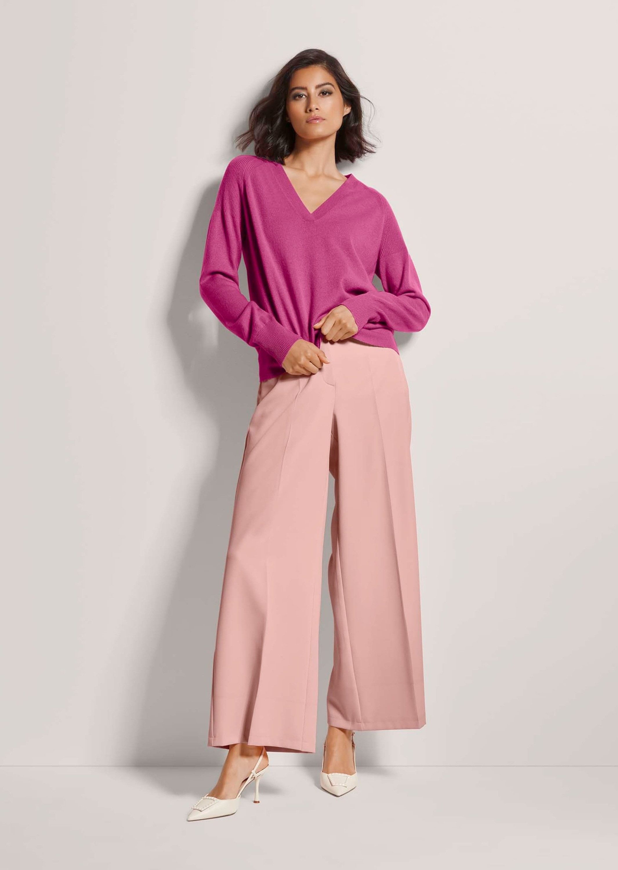 MADELEINE Strickpullover Kaschmirpullover mit V-Ausschnitt Langarm Strickpu günstig online kaufen