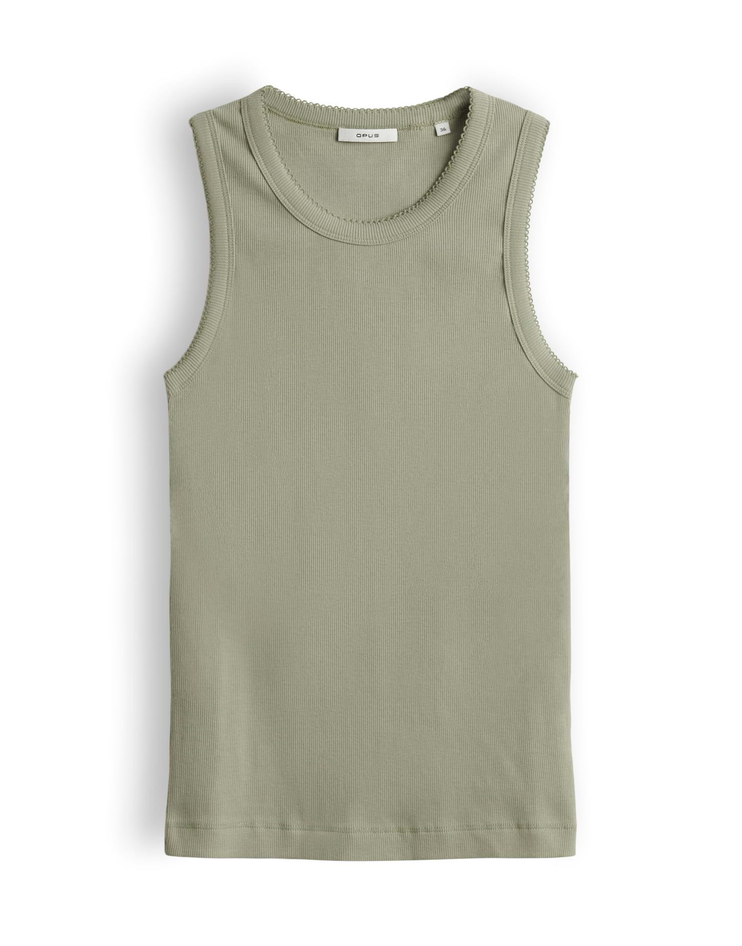 OPUS Tanktop Tanktop mit femininer Spitzenborte Schmale Passform, bogenförmige Spitzenborte als Detail