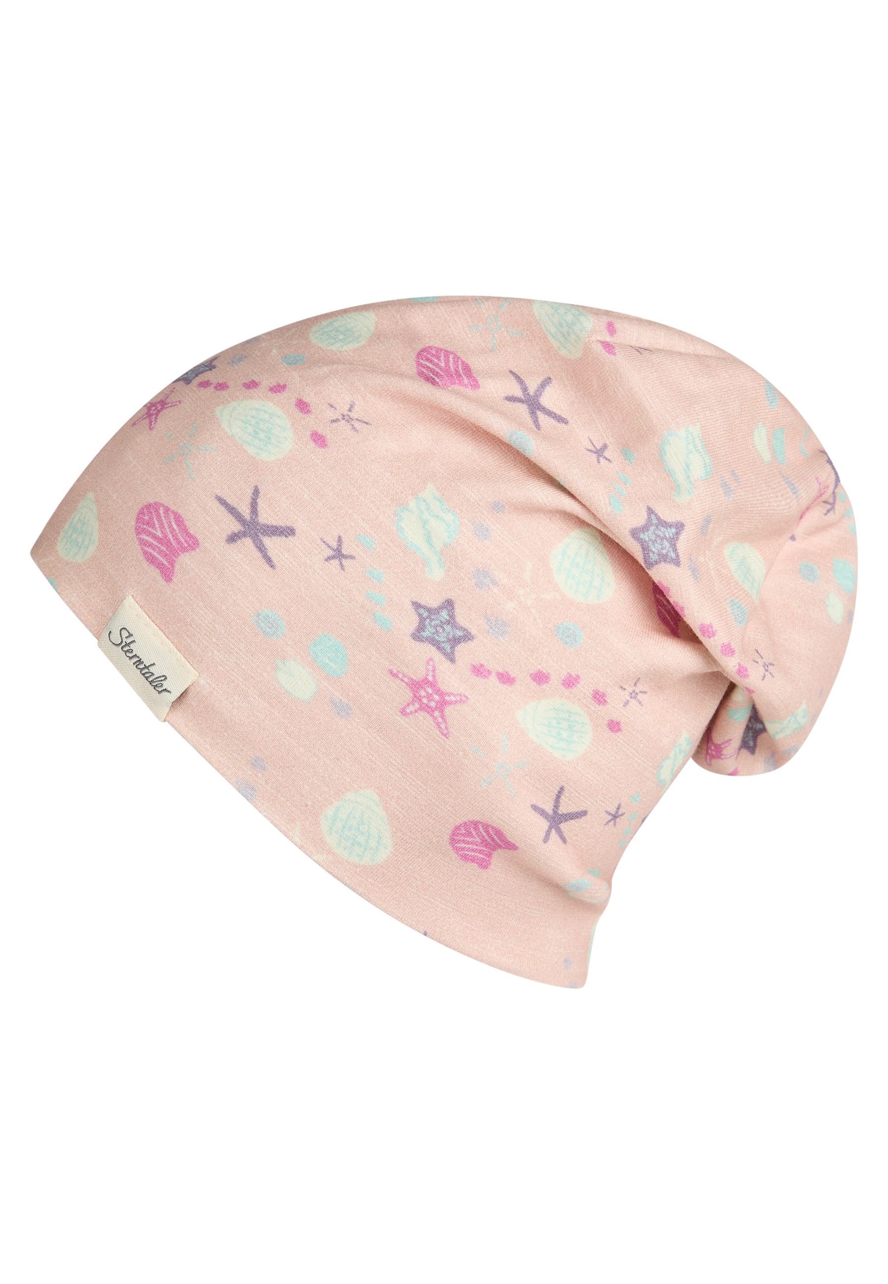 Sterntaler® Beanie UV-Schutz 30 Beanie Muscheln (1-St) Flammgarn-Jersey-Beanie mit Muscheln, zwei Tragevarianten