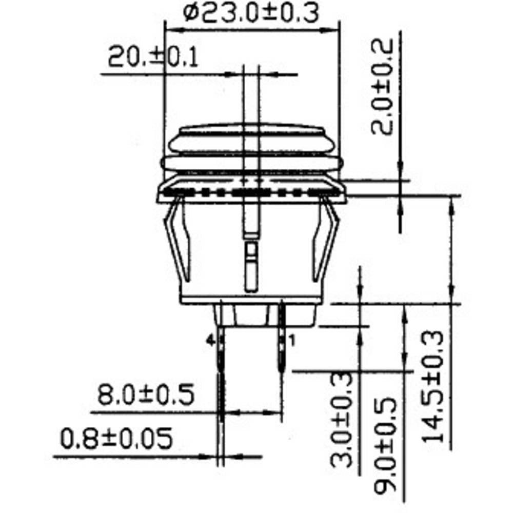 erhaben COMPONENTS 14 Druckschalter 20 A, Betätiger spritzwassergeschützt V/DC TRU Schalter