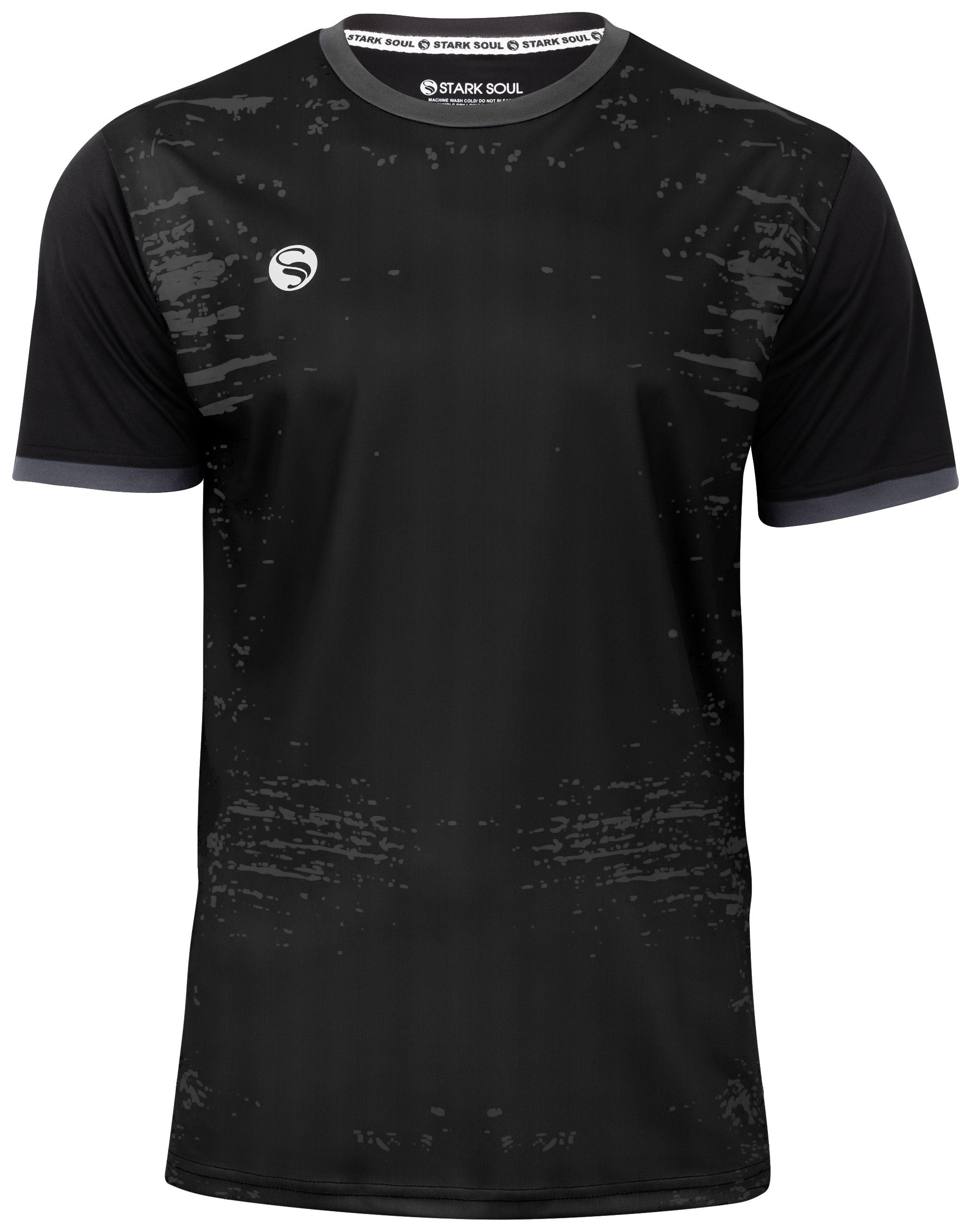Stark Soul® T-Shirt Trainingsshirt Trikot "Stained"- T-Shirt, Herren Sport-Shirt, Kurzarm Schwarz