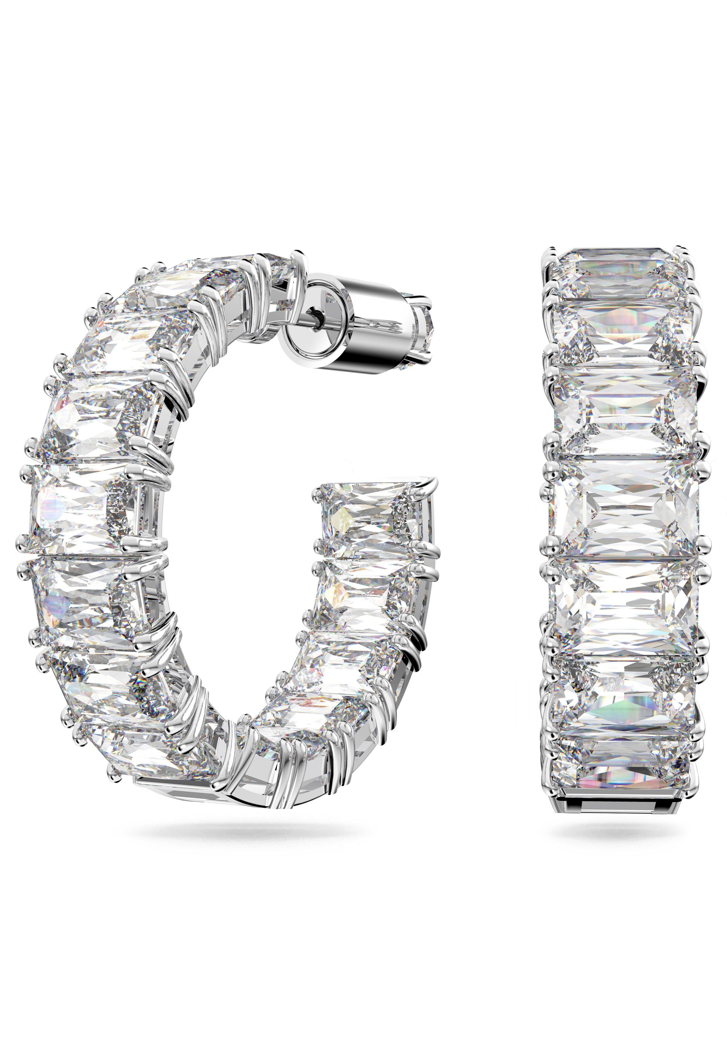 Swarovski Paar Creolen Matrix Baguette, mit Swarovski® Kristall