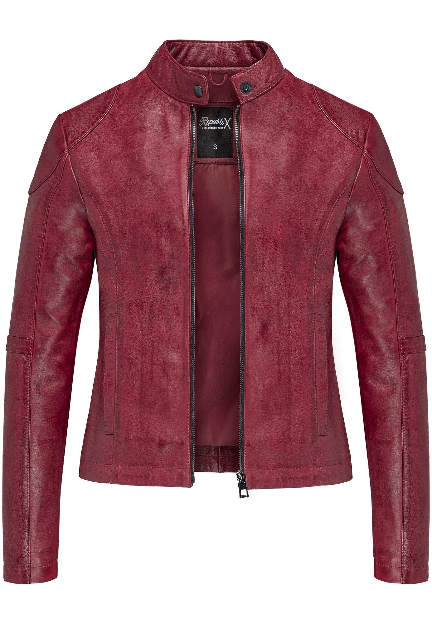 REPUBLIX Lederjacke OPAL Echtleder Damen Biker Zipper Jacke
