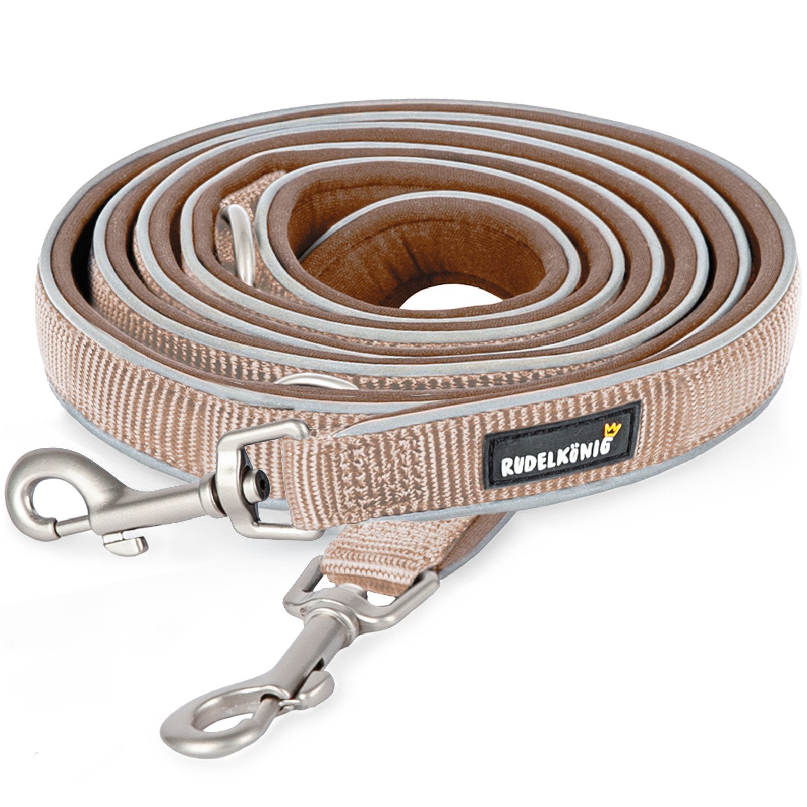 Rudelkönig Hundeleine Reflektierende Hundeleine Paola, Verstellbare 2,30m Führleine, Nylon, Neopren (1-tlg), Für mittlere und große Hunde