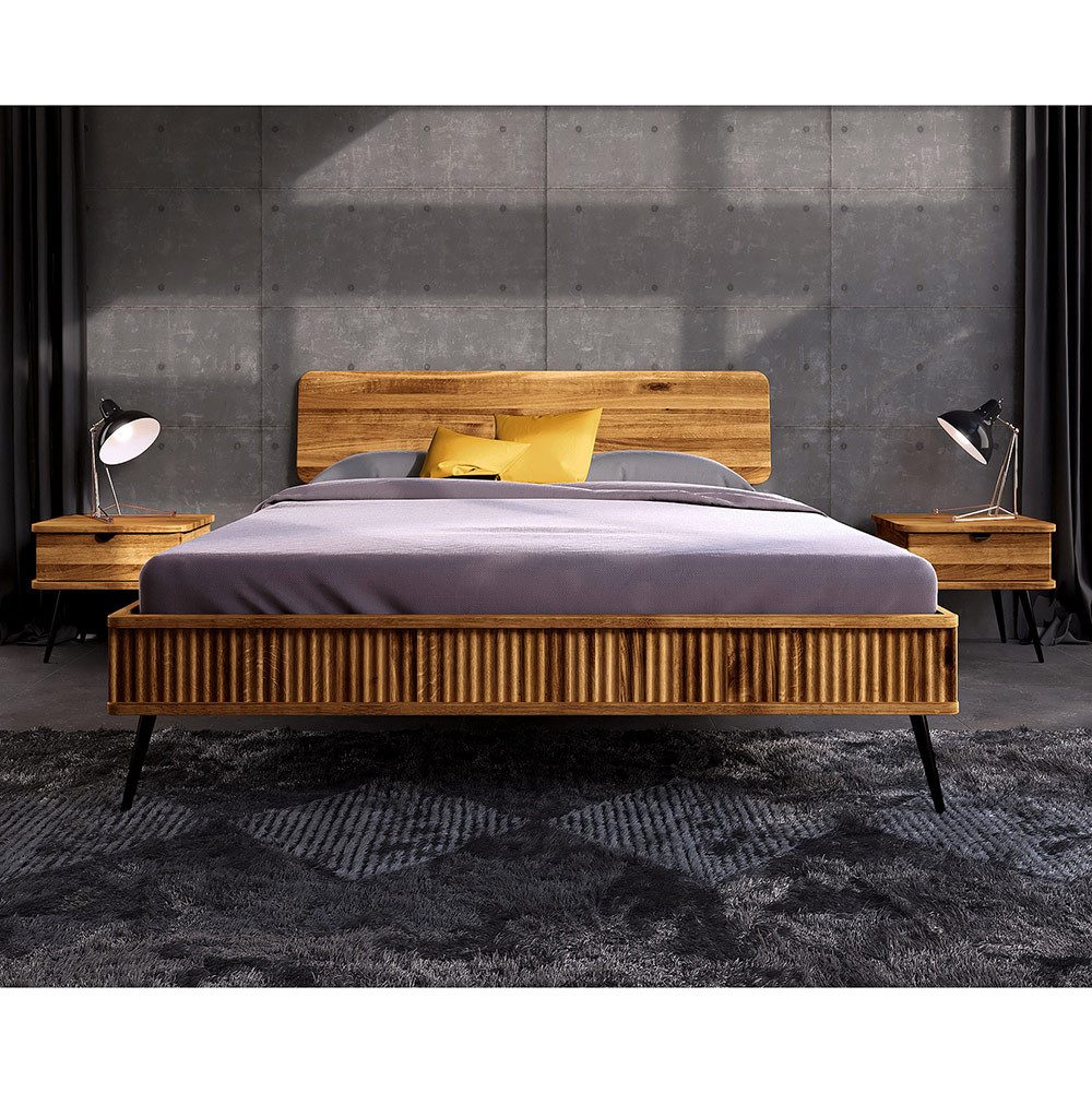 Lomadox Bettgestell KABALA-165, Liegefläche 120x220 cm, Eiche massiv geölt