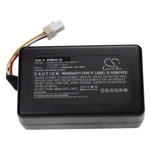 vhbw Ersatz für Samsung DJ96-00193E, VCA-RBT71, VCA-RBT71/XAA für Saugroboter (2600mAh, 21,6V, Li-Ion) Staubsauger-Akku 2600 mAh, Ersatz für Samsung DJ96-00193E, VCA-RBT71, VCA-RBT71/XAA für Saugroboter