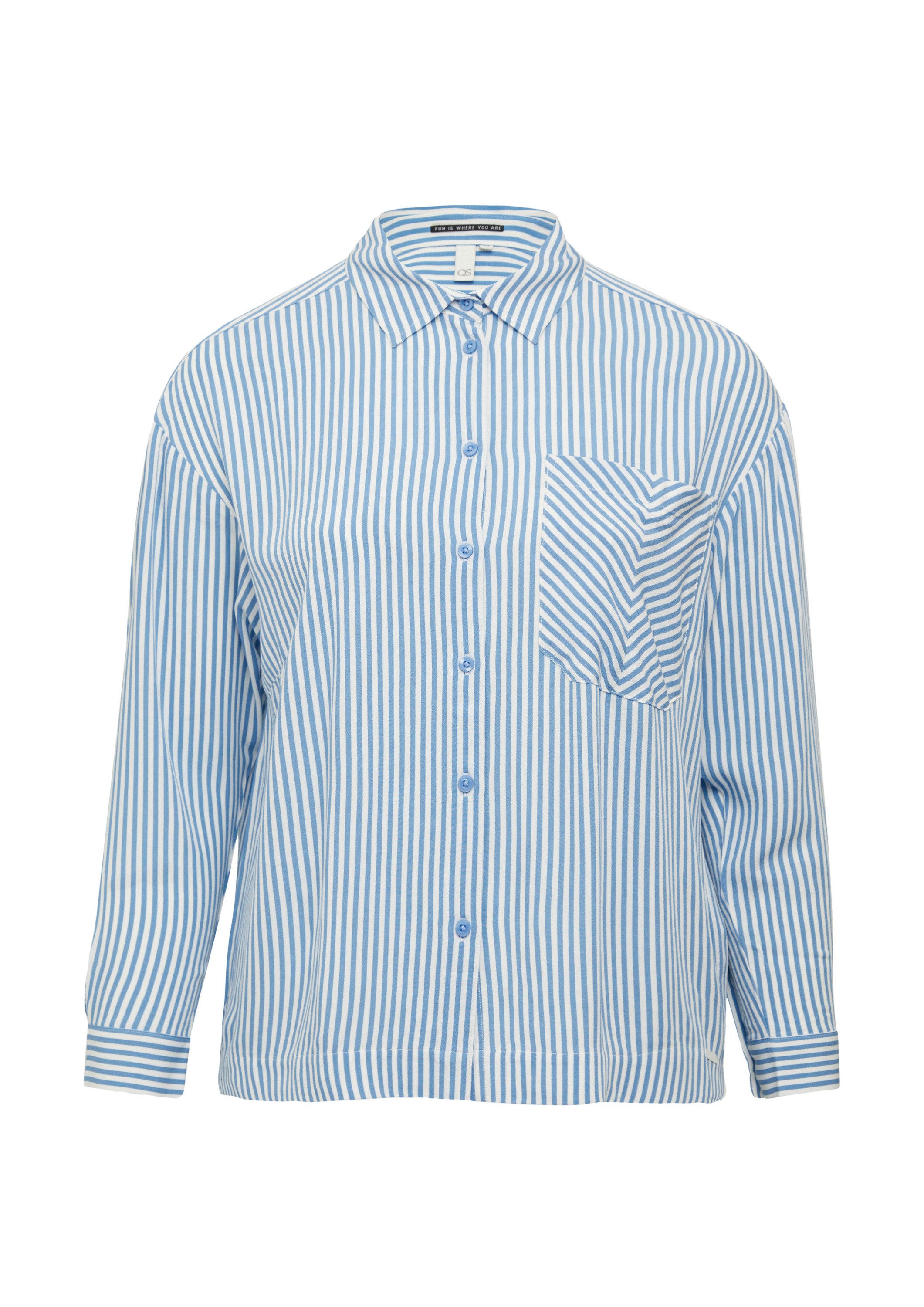 QS Langarmbluse Bluse Verkürzte Bluse aus Viskose