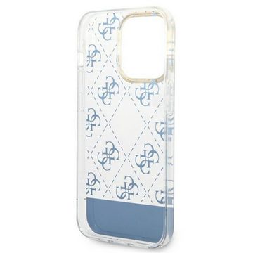 Guess Handyhülle Guess 4G Pattern Script Collection Hardcase Hülle Cover für Apple iPhone 14 Pro Blau