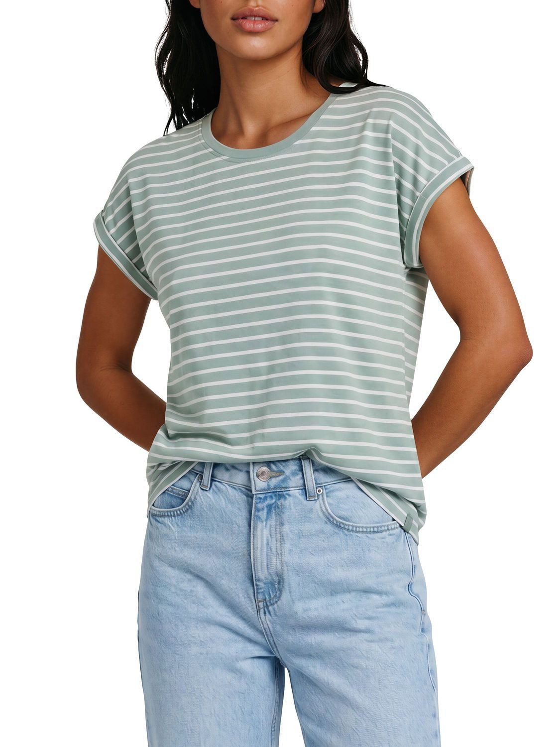 DENIMFY T-Shirt Damen Top DFSophie Regular Fit (1-tlg) kurzarm Sommershirt mit Rundhalsausschnitt