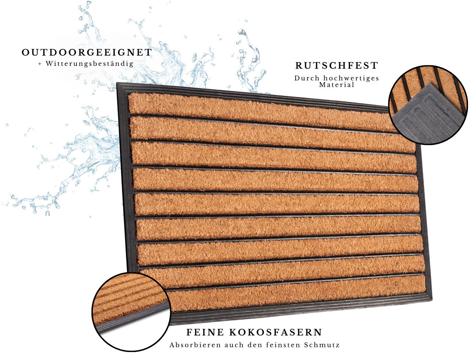 HANSE Home Fußmatte Mix Mats Gummi Kokos Striped, Türmatte, rechteckig, Höh günstig online kaufen