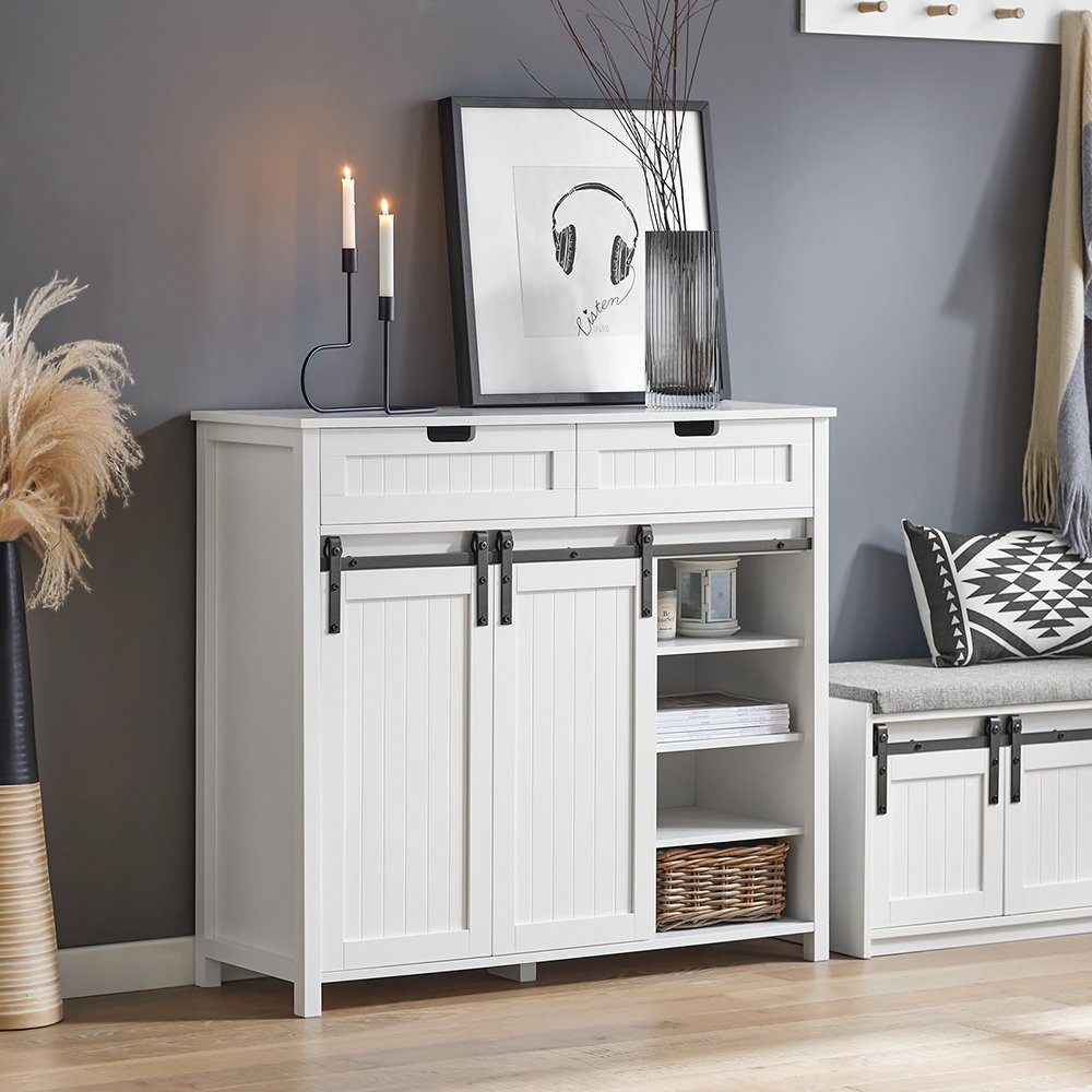 SoBuy Sideboard FSB74, Kommode Kücheninsel für Wohnzimmer Küche Esszimmer, Flur, Küchenschrank mit Schiebetüren Buffet Aufbewahrungsschrank