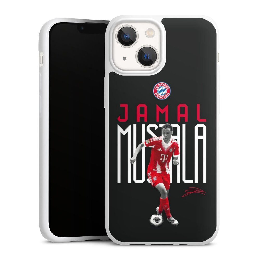 DeinDesign Handyhülle FC Bayern München Jamal Musiala Offizielles Lizenzprodukt, Apple iPhone 13 Mini Silikon Hülle Bumper Case Handy Schutzhülle
