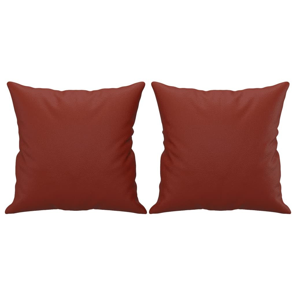 vidaXL Zierkissen Zierkissen 2 Stk. Weinrot 40x40 cm Kunstleder, (1 St)