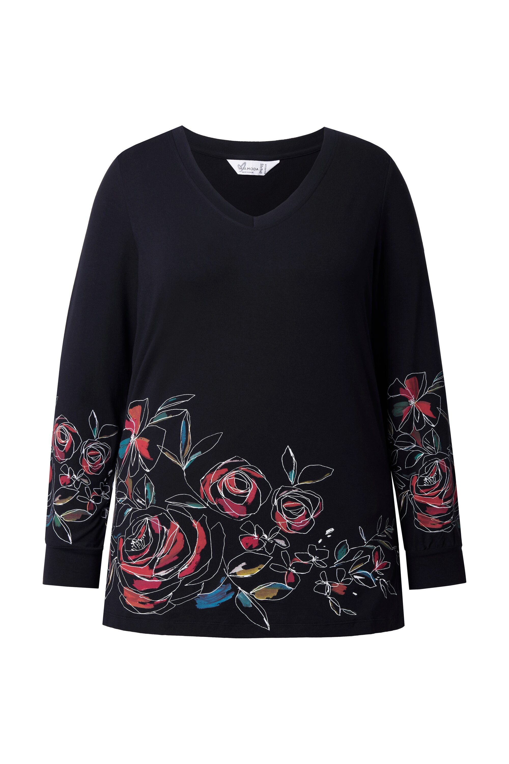 MIAMODA T-Shirt T-Shirt Classic Fit Blumenmotive Langarm günstig online kaufen