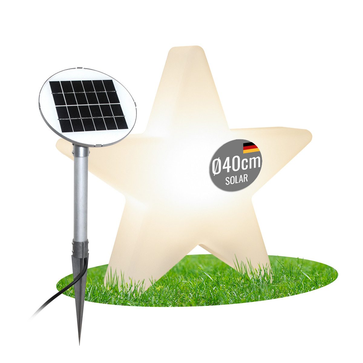8 seasons design LED Stern Dekoleuchte Shining Star 40 cm / weiss / SOLAR, LED fest integriert, Warmweiß, 40 cm weiß für In- und Outdoor