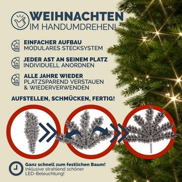 Casaria Künstlicher Weihnachtsbaum, 140 cm LED Lichterkette Edeltanne 470 Spitzen Naturgetreu