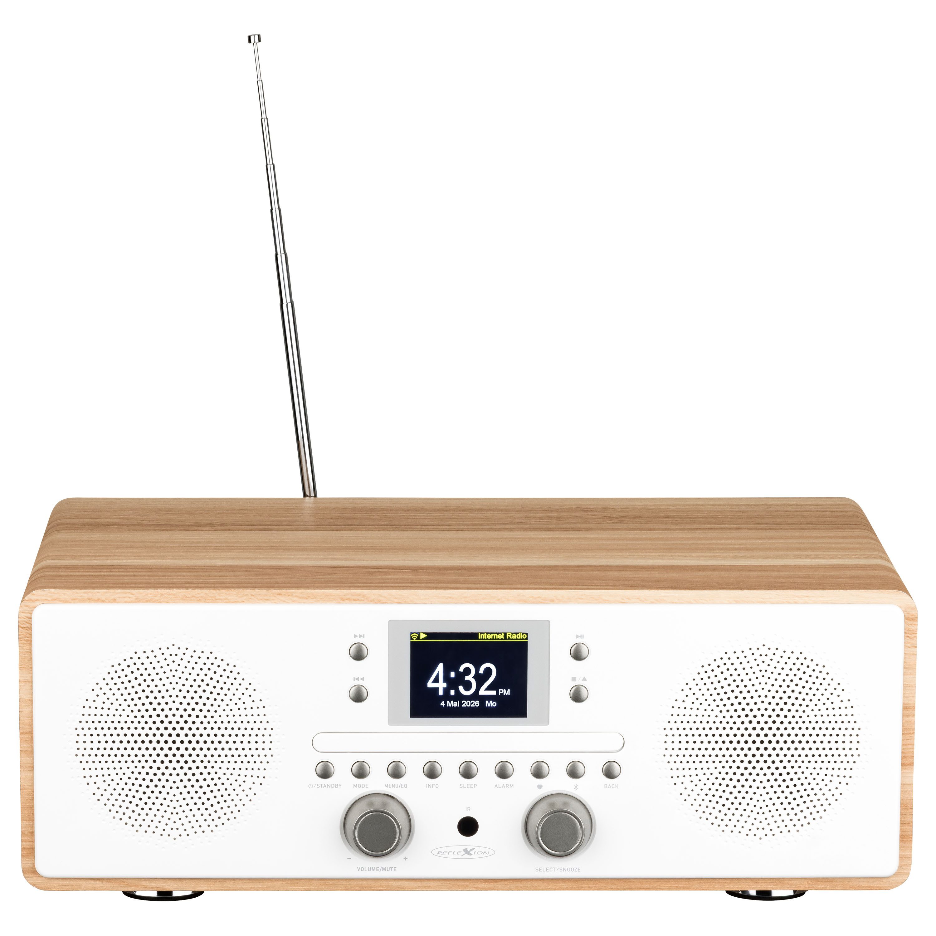 Reflexion HRA23INT Stereo DAB+ Radio mit CD-Player, Bluetooth, UKW, USB und AUX Internet-Radio (Digitalradio (DAB), Internetradio, 160 W, 2,4" TFT-Farbdisplay, Uhr-Anzeige mit Dual-Alarm und Sleep-Timer)