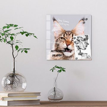 DEQORI Magnettafel 'Maine Coon Katze faucht', Whiteboard Pinnwand beschreibbar