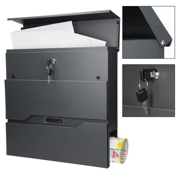 ML-DESIGN Briefkasten Wandbriefkasten Postkasten Mailbox, Anthrazit 37x36,5x11cm Edelstahl Abschließbar 2 Schlüssel Modern