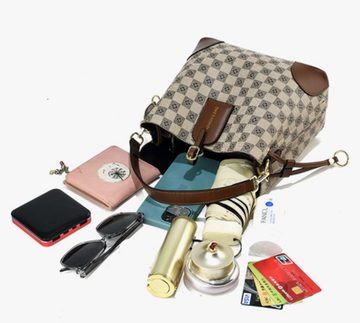 Fivejoy Handtasche Retro Eimertasche, Umhängetasche mit großem Fassungsvermögen (Kariertes Druckdesign), Modische Handtaschen, Damen-Umhängetaschen