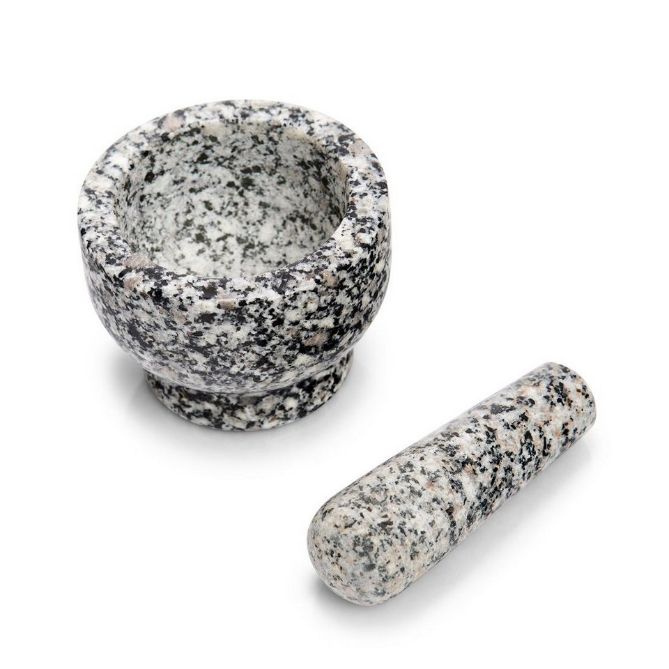 Zeller Present Mörser Mörser und Stößel Granit Grau Ø 9 cm,  Gewürzzerkleinerer Reibe, angerauter Stößel vereinfacht das Zerkleinern von  frischen Gewürzen