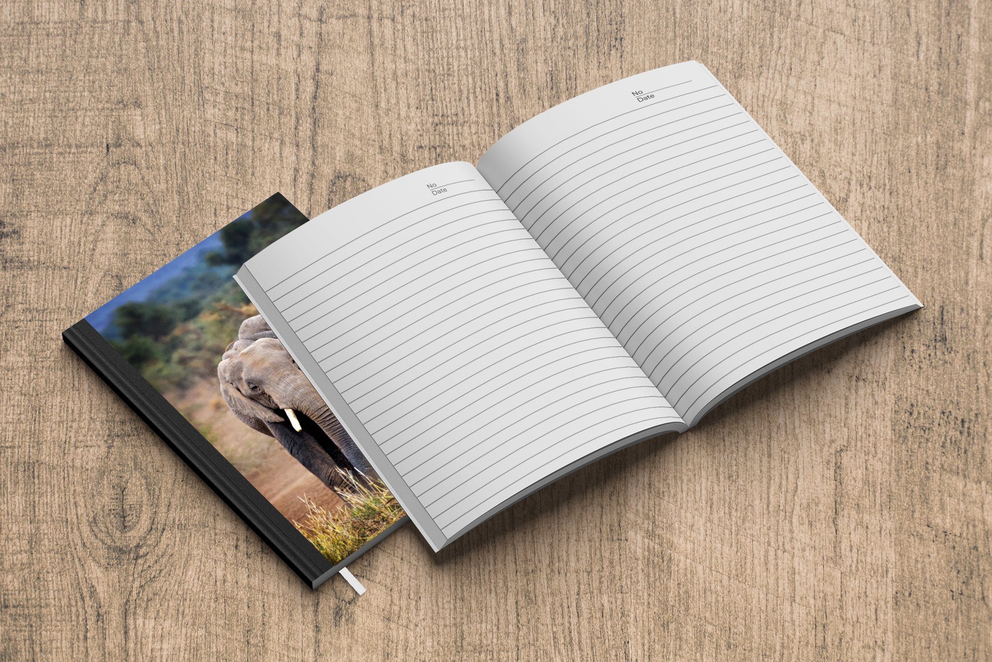Notizbuch Natur, A5, MuchoWow Tiere Notizheft, Haushaltsbuch Elefant - - Journal, 98 Seiten, Bäume Tagebuch, - Merkzettel,