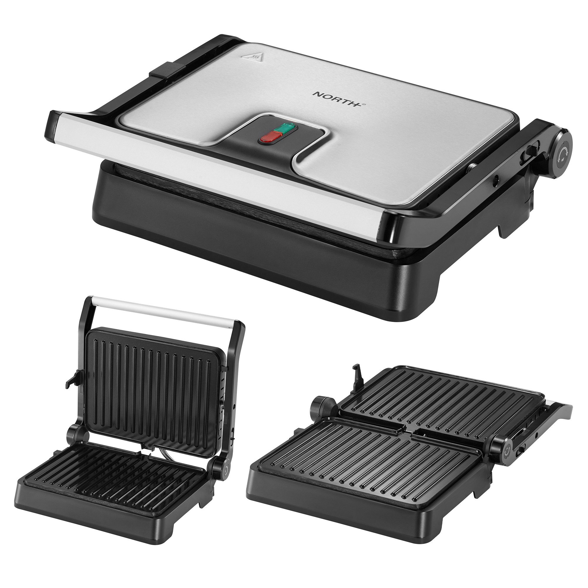NORTH Sandwichmaker NORTH Panini Sandwich Maker, 1000 W, 29,6cm x 21,8cm Heizplatte