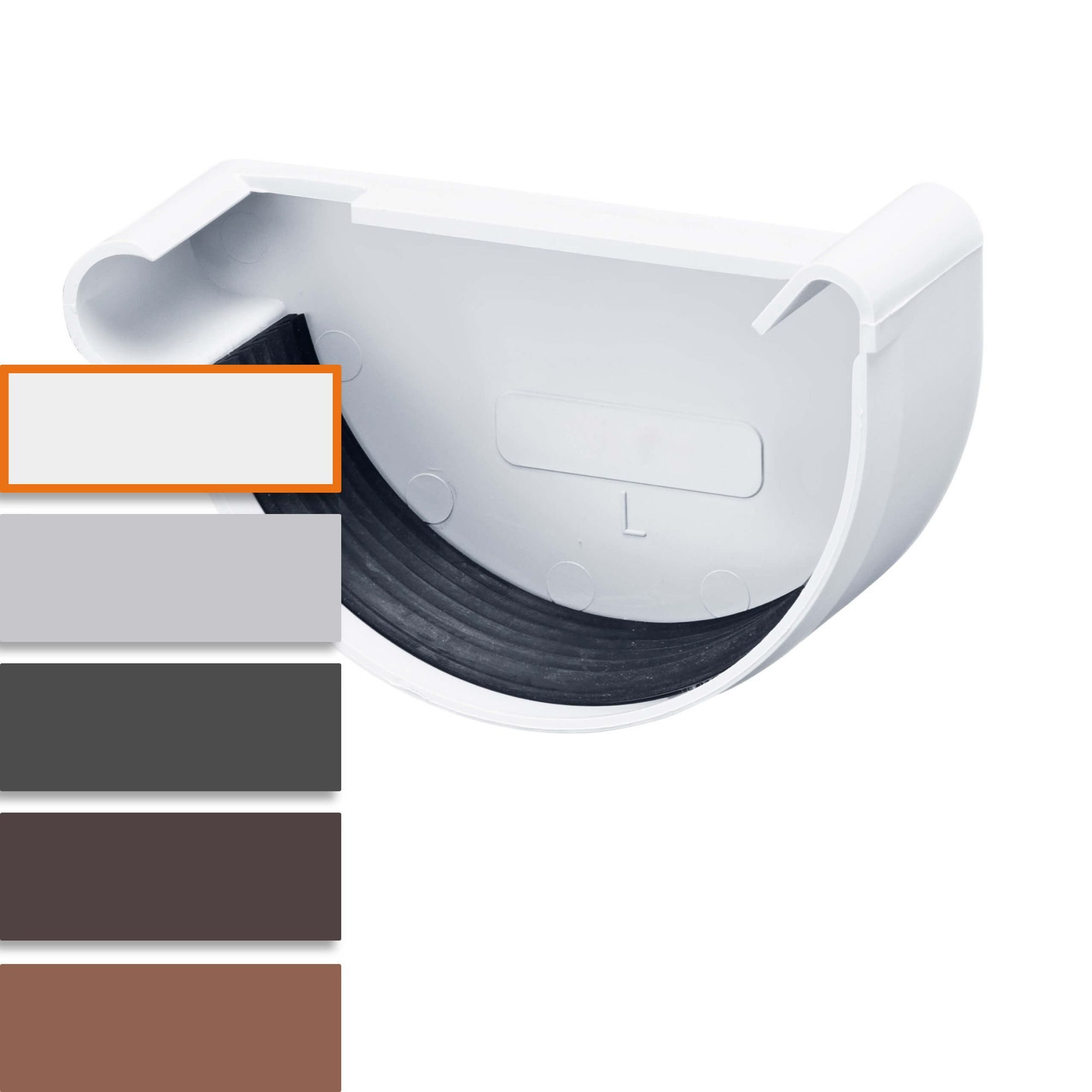 INEFA Dachrinne Желобаendstück halbrund, NW 100. links, 1-St., Желоба, Kunststoffrinne für Gartenhaus, Gewächshaus - Endstück