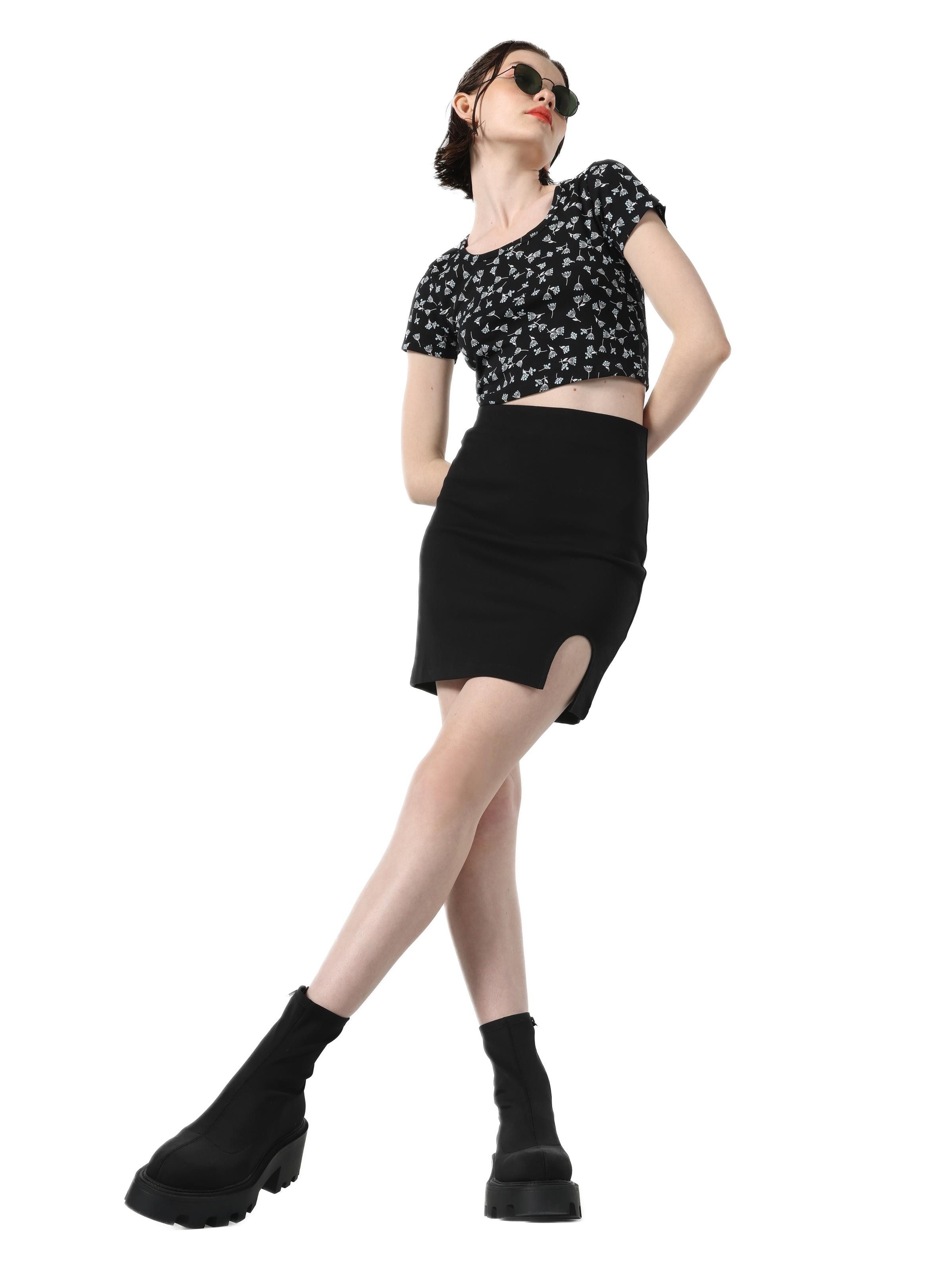 Colins Midirock Slim Fit Mini-Rock für Damen in Schwarz günstig online kaufen