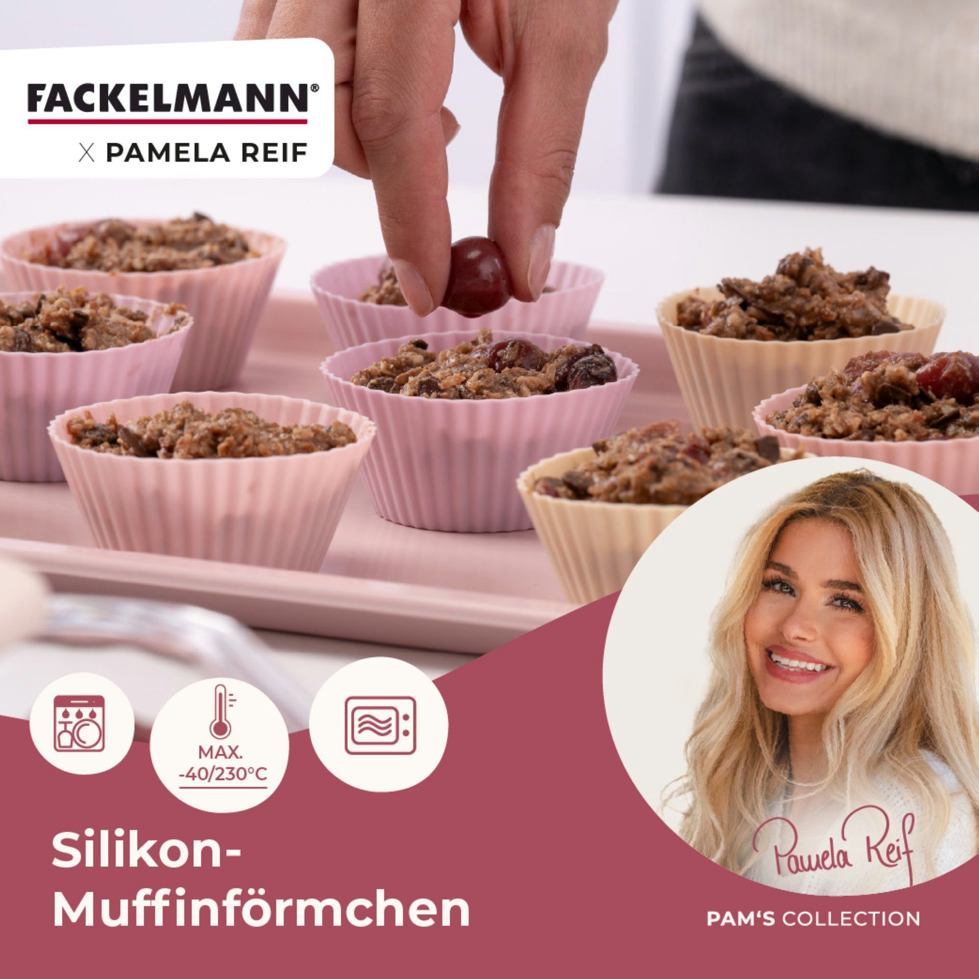 FACKELMANN Muffinform Silikon-Muffinförmchen, Backformen, Cupcake-Förmchen, Dessertmolds