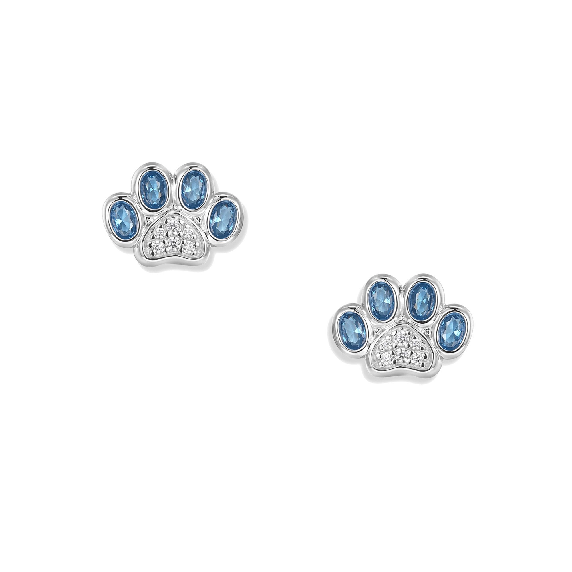 Seinerzeit FLORA & FAUNA Paar Ohrstecker Blue Paw Pfoten Ohrringe, Material: 925 Sterling Silber rhodiniert