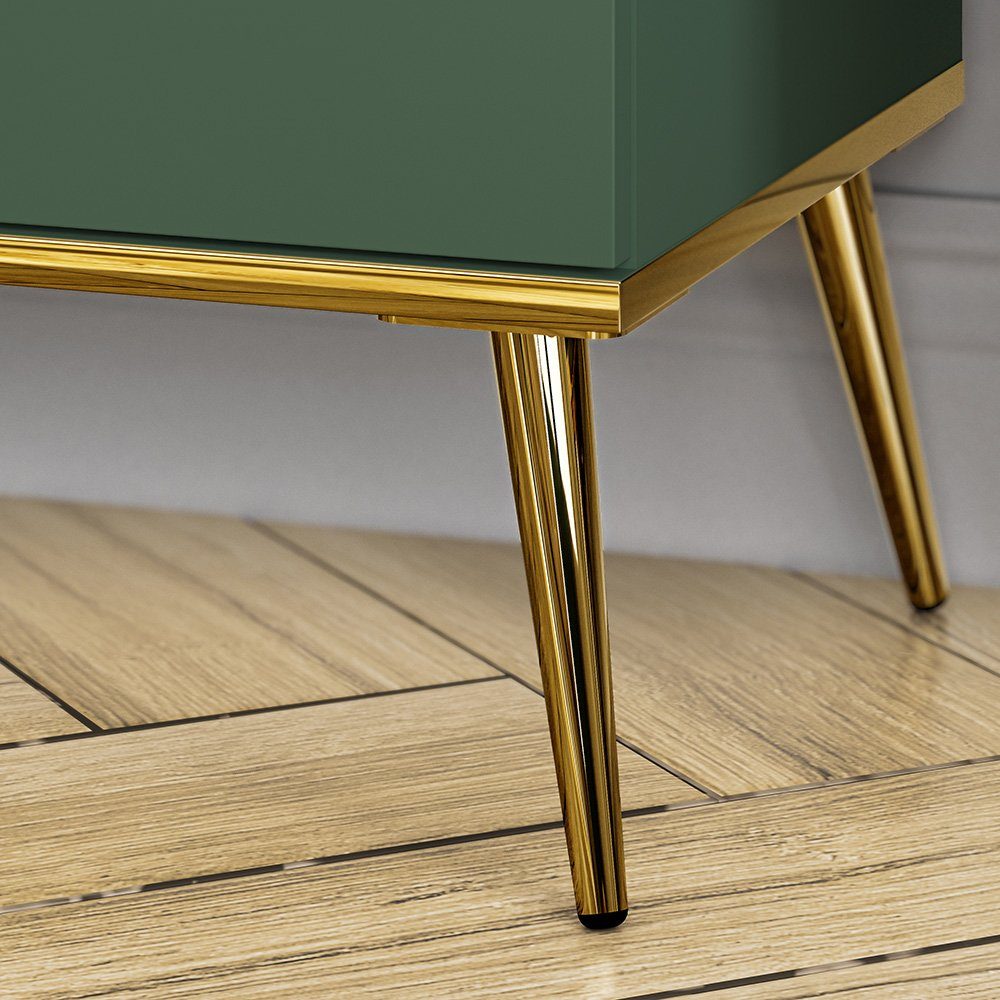 Lomadox Highboard FASANO-131, in grün mit Glastüren und Glasböden, B/H/T ca. 92/152/40 cm