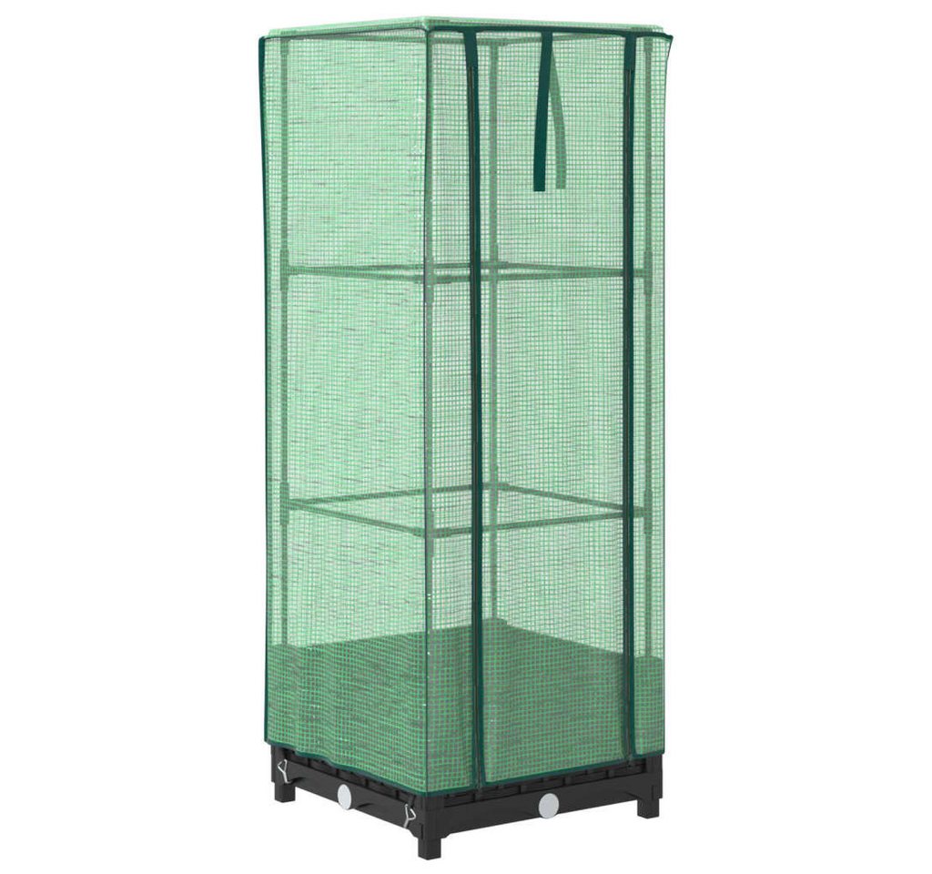 Thumbnail - vidaXL Hochbeet, Hochbeet mit Gewächshaus-Aufsatz Rattan-Optik 40x40x123 cm