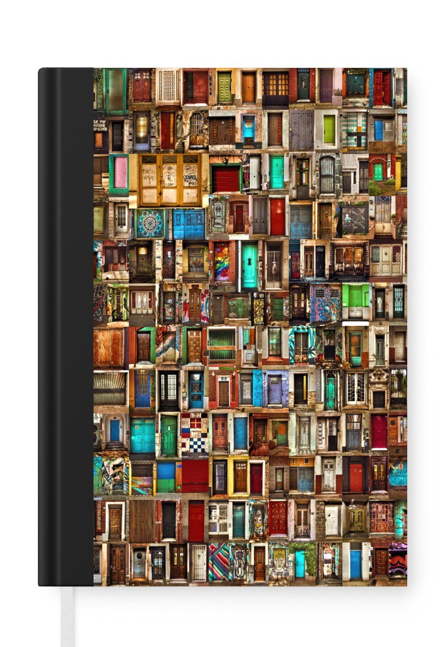 MuchoWow Notizbuch Türen - Bunt - Collage - Architektur, Journal, Merkzettel, Tagebuch, Notizheft, A5, 98 Seiten, Haushaltsbuch | Notizbücher