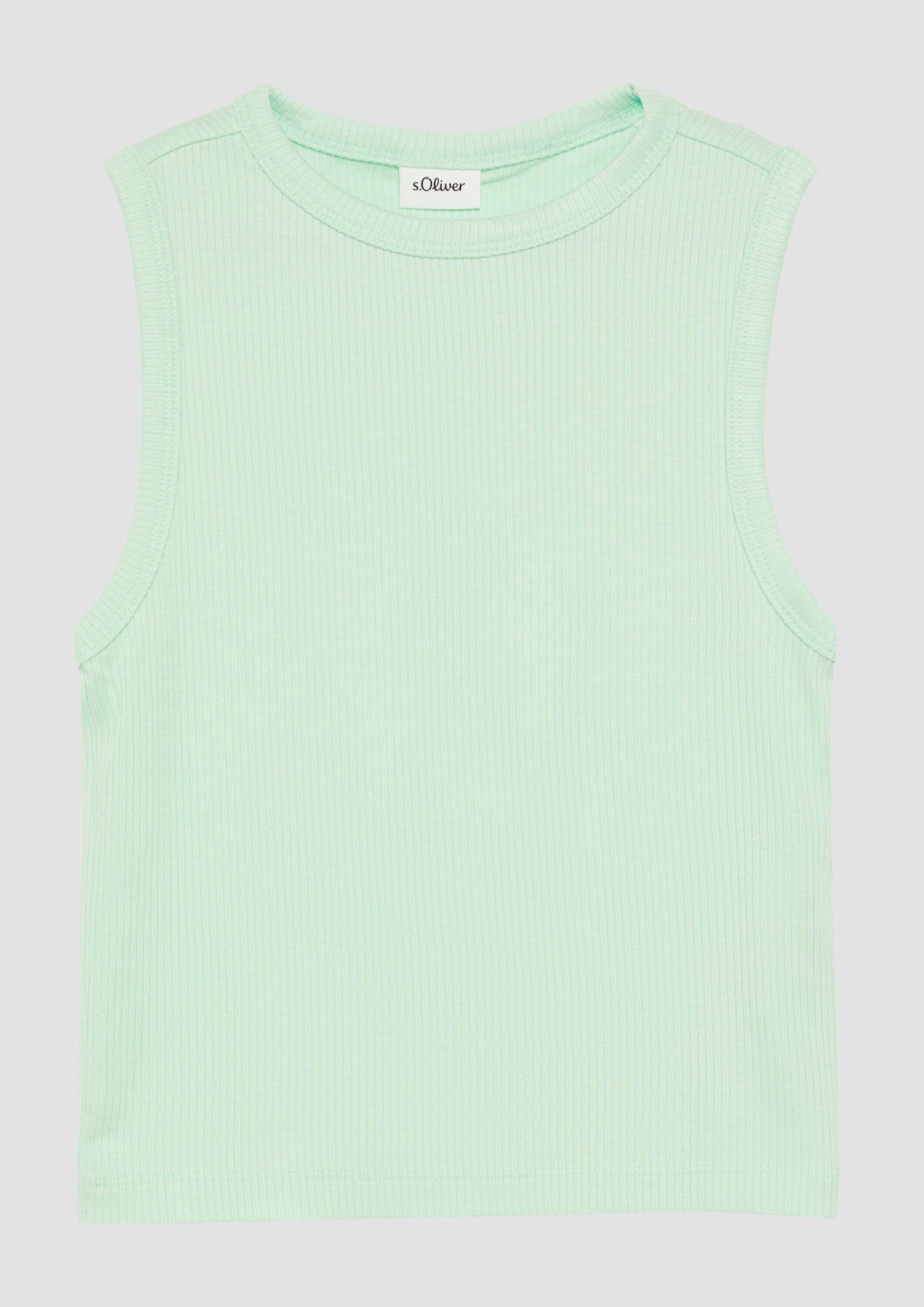 s.Oliver Muskelshirt T-Shirt Verkürztes Slim-Fit-Top mit Rippstruktur