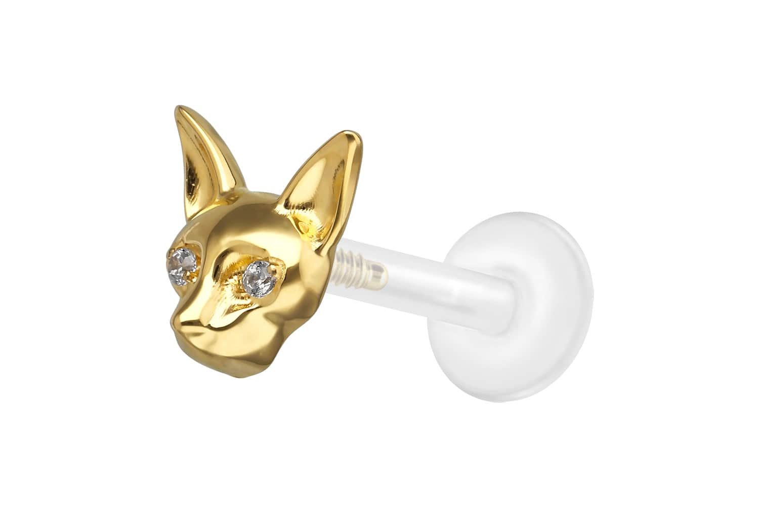 PIERCINGLINE Piercing-Set PTFE Labret mit Innengewinde + Titan-Aufsatz BASTET (Labrets, 1-tlg)